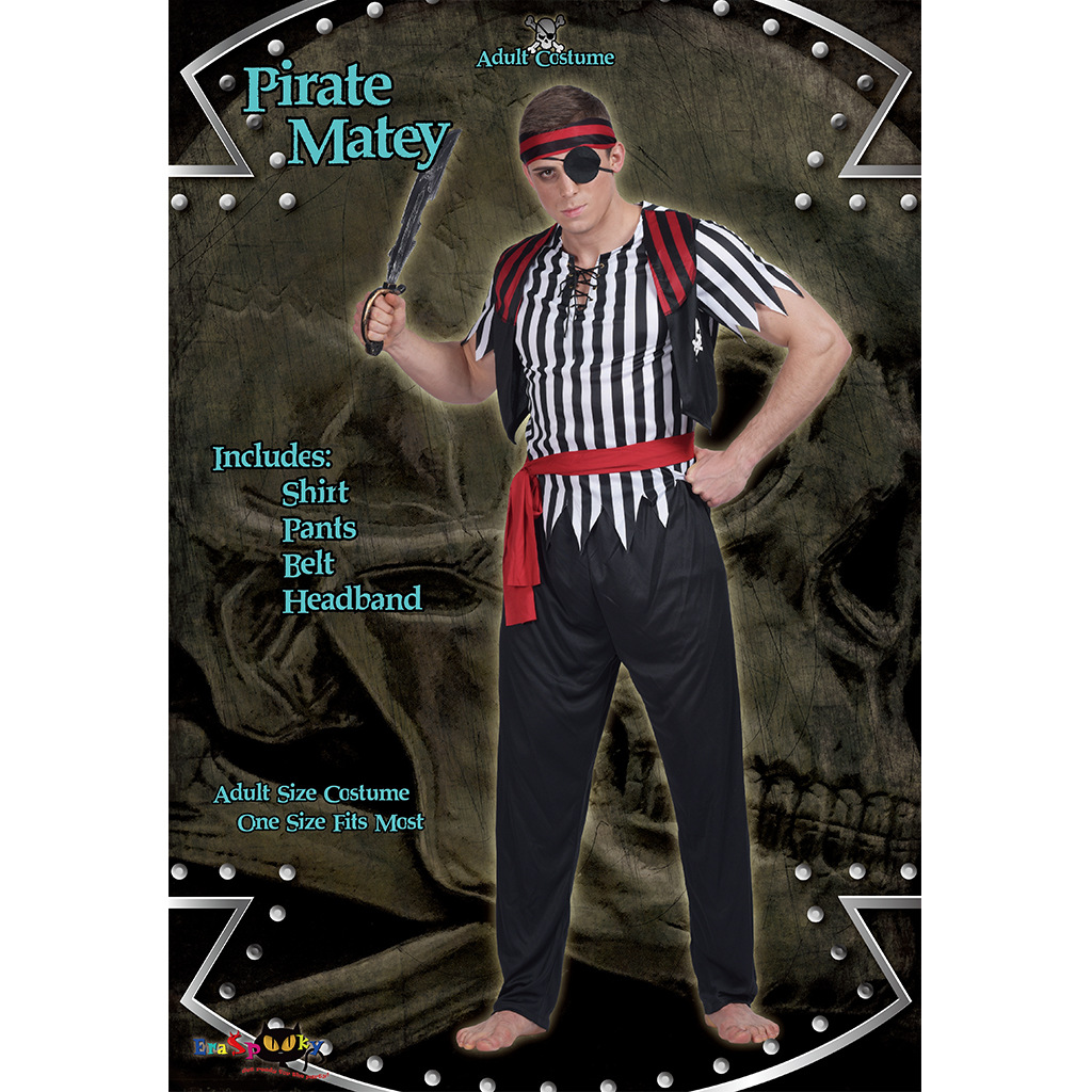 F99022 Pirate Ship Mate Costume For Caribbean Man Pirates Costume